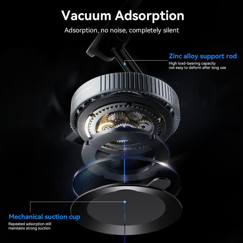 360° Magnetic Car Phone Holder – Foldable, Silent, Adjustable Mount with Strong Magnetic & Vacuum Adsorption