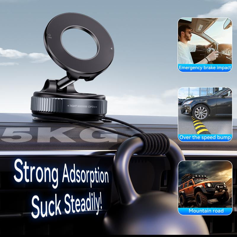 360° Magnetic Car Phone Holder – Foldable, Silent, Adjustable Mount with Strong Magnetic & Vacuum Adsorption